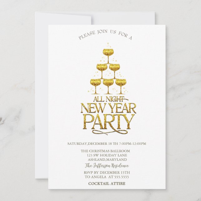 Convite Cocktail Glass Stars Christmas Company (Frente)