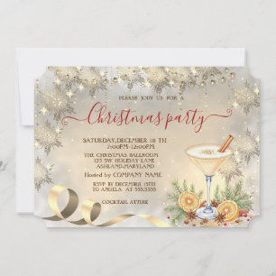 Convite Cocktail Orange Dourado Snowflakes Company