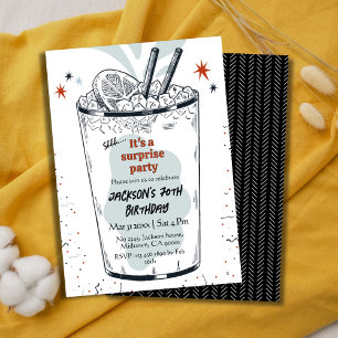 Convite Cocktail retro bebe temático 70 surpresa Aniversár