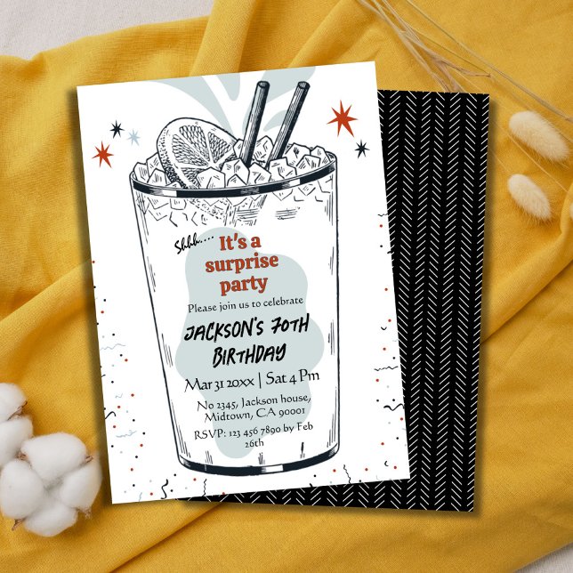 Convite Cocktail retro bebe temático 70 surpresa Aniversár (Criador carregado)