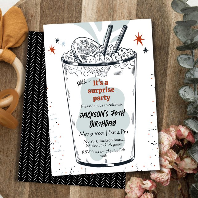 Convite Cocktail retro bebe temático 70 surpresa Aniversár (Criador carregado)
