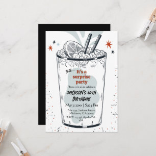 Convite Cocktail retro bebe temed 60th surpresa Aniversári