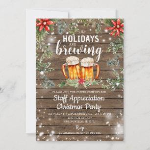 Convite Cocktail Rustic Wood Funcionarios Feriado de Natal