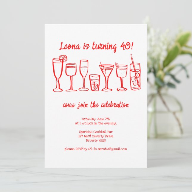 Convite Cocktail Whimsical Bebe Festa de aniversário Perso (Em pé/Frente)