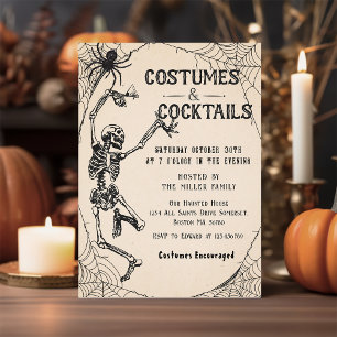 Convite Cocktails & Costumes Skeleton Festa de Halloween