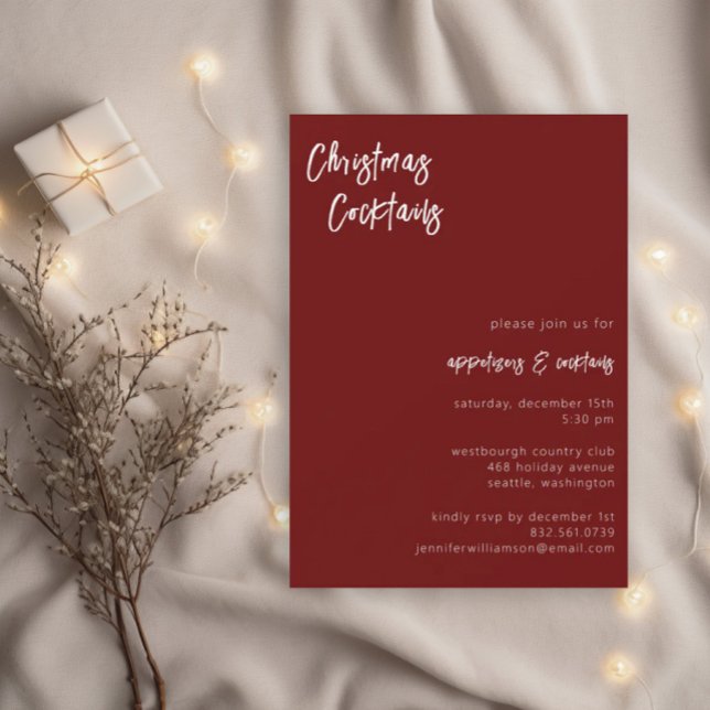 Convite Cocktails de Natal de Script Moderno | Festa de Fé (Criador carregado)