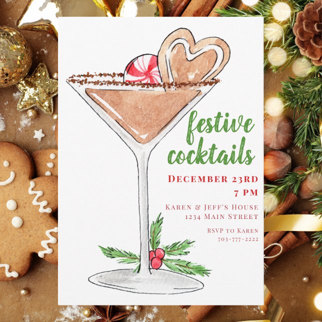 Convite Cocktails de Natal Festivo Martini (Criador carregado)