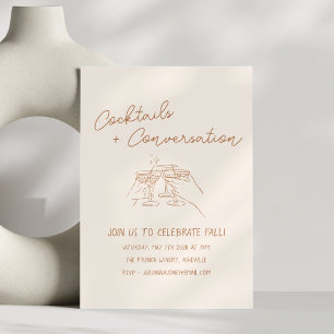 Convite Cocktails de Rabiscos à Mão Festa de Outono