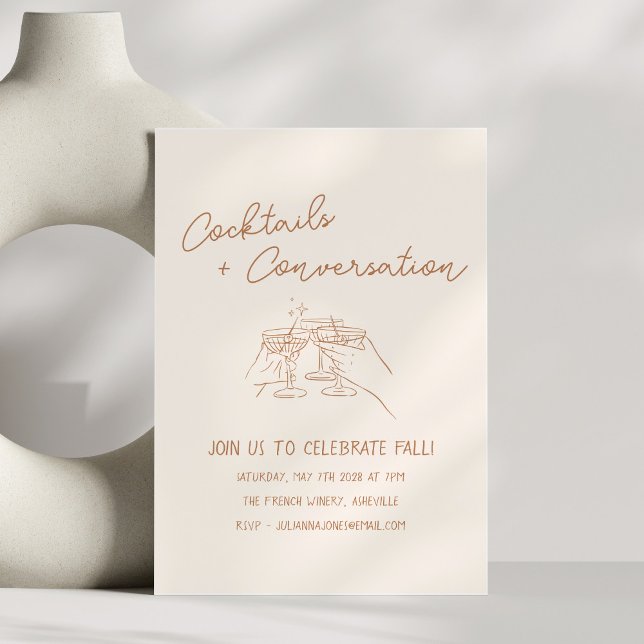 Convite Cocktails de Rabiscos à Mão Festa de Outono (Criador carregado)