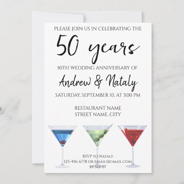 Convite Cocktails divertidos e coloridos (Frente)