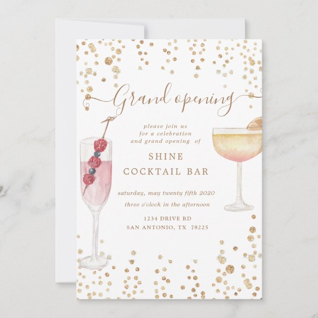 Convite cocktails espalhafatosos inauguração (Frente)