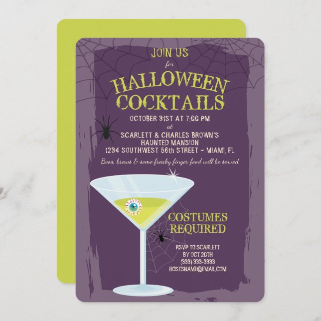 Convite Cocktails Halloween (Frente/Verso)