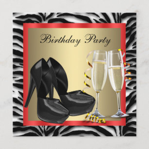 Convite Cocktails Red High Heel Calçados Red Zebra Anivers