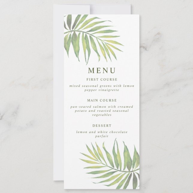Convite COCO Watercolor Palm Leaf Menu (Frente)