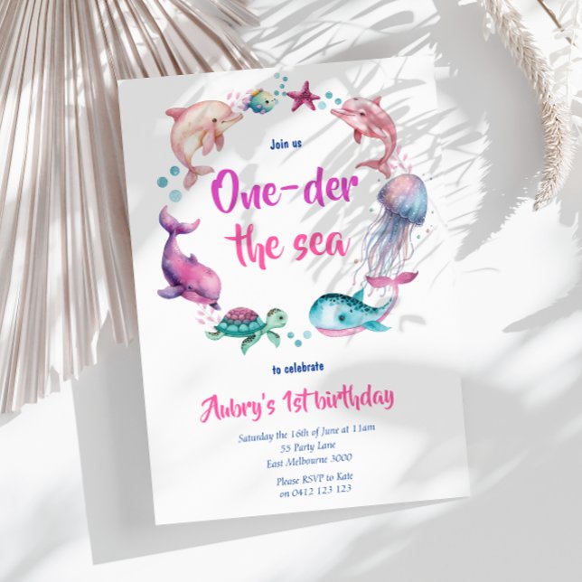 Convite Cód. Aquarela Única Dó primeiro aniversario do Mar (Criador carregado)