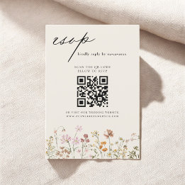 Convite Código de Casamento de Código QR do Wildflower RSV