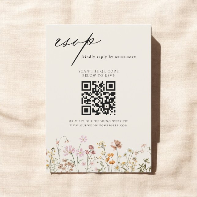 Convite Código de Casamento de Código QR do Wildflower RSV (Criador carregado)