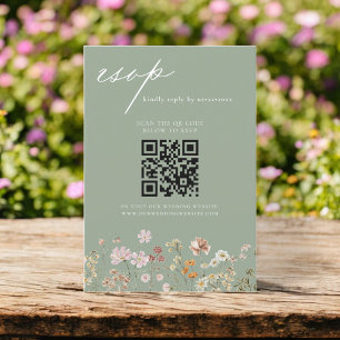 Convite Código de Casamento de Código QR do Wildflower RSV
