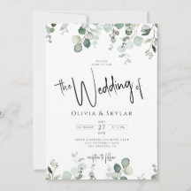 Código Elegante Botânico RSVP Tudo em Um Casamento