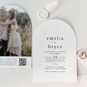 Convite Código EMELIA QR Arch Fotográfico Casamento Único 