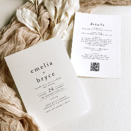 Convite Código EMELIA QR Rustic Simple Modern Boho Casamen