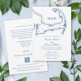 Convite Código QR All-in-One do Cabo Cod Casamento RSVP