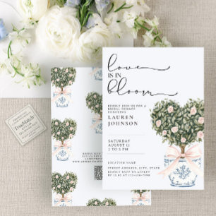 Convite Código QR Amor em Flor Chinesice Festa de Noivado