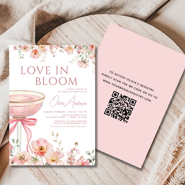 Convite Código QR Amor no Chá de panela do Bloom Champagne (Criador carregado)