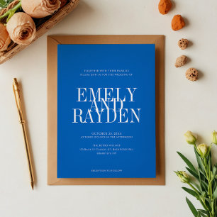 Convite Código QR Azul do Sapphire Moderno Casamento Invit