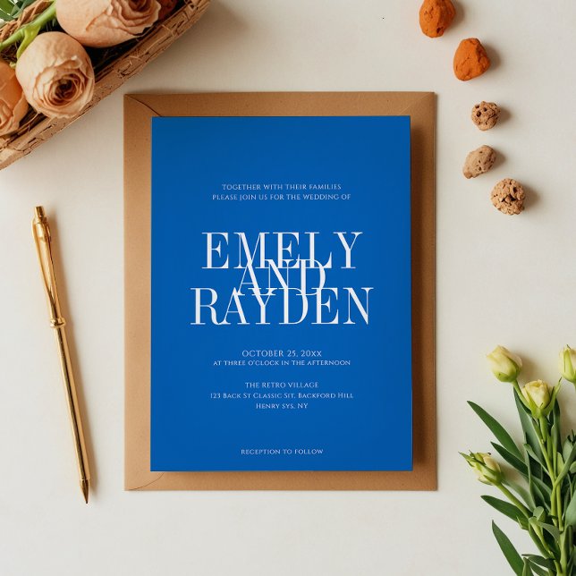 Convite Código QR Azul do Sapphire Moderno Casamento Invit (Criador carregado)