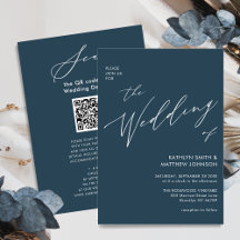 Código QR Azul Dusty Tudo Em Um Casamento Minimali