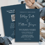Convite Código QR Azul Dusty Tudo Em Um Casamento Moderno<br><div class="desc">Código QR do Script Moderno Dusty Blue em Um Cartão de Convite De Casamento Minimalista. Celebre o seu dia especial com esta elegante e bela carta de convite para casamento para embelezar a sua ocasião especial. Todos os textos estão pré-organizados para que você personalize fácil e rapidamente com seus próprios...</div>
