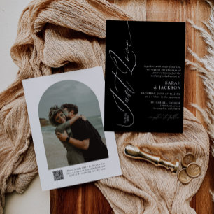 Convite Código QR B & W Nada Rico Apenas Ame Casamento