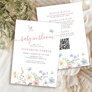 Convite Código QR baby in bloom wildflower baby girl showe