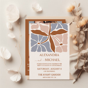 Convite Código QR Boho Chic Casamento Floral Retro