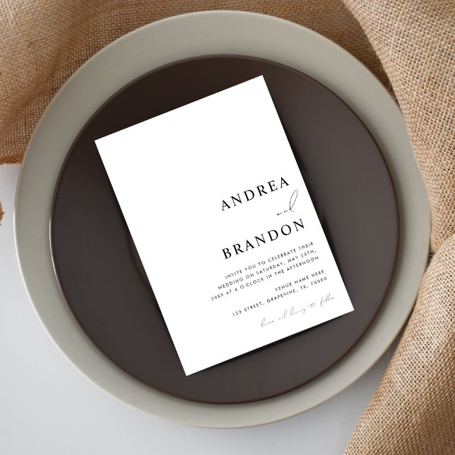 Convite Código QR Branco Contemporâneo Tudo em Um Casament (Criador carregado)