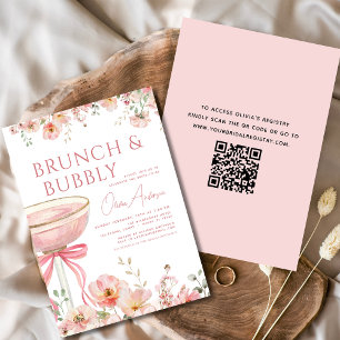 Convite Código QR Brunch Floral e Chá de panela Bubble