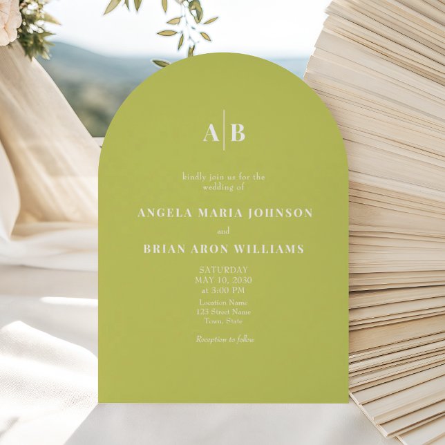 Convite Código QR Casamento Arqueado Verde Cítrico (Criador carregado)
