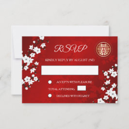 Convite Código QR | Casamento chinês RSVP-RSVP de Cereja