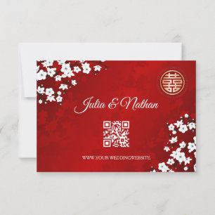 Convite Código QR   Casamento chinês RSVP-RSVP de Cereja
