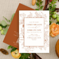 Código QR Casamento de Arte Floral Laranja Queimad