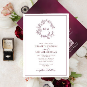 Convite Código QR Casamento de Folheto da Borgonha de Cres