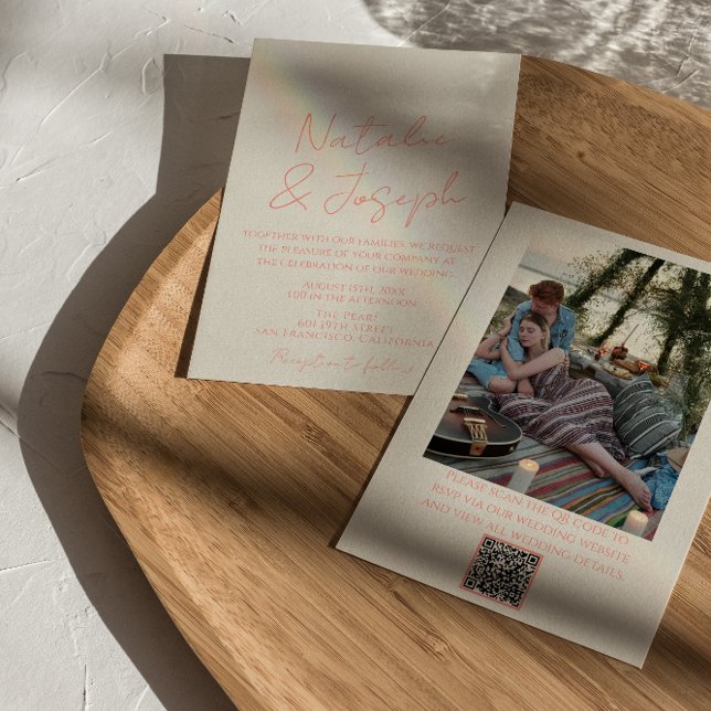 Convite Código QR Casamento de Foto Imporal Colorida Paste (Criador carregado)
