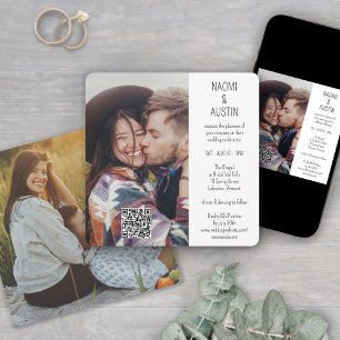 Convite Código QR Casamento de Foto Único Simples 2