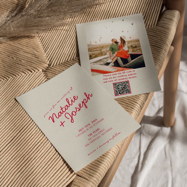 Convite Código QR Casamento de Fotografias Retro Imporais  (Criador carregado)