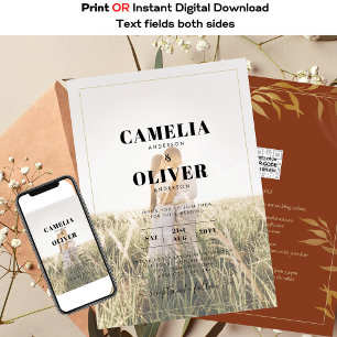 Convite Código QR Casamento DOURADO de Terracotta Rustic A