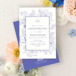 Convite Código QR Casamento Floral de Lavanda Elegante Mon