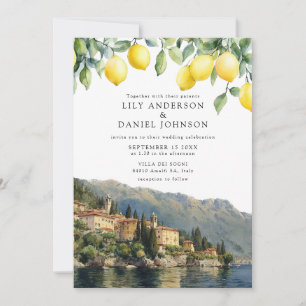 Convite Código QR Casamento Italiano Limões Lago de Como