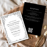 Convite Código QR Casamento Mínimo Preto e Branco Moderno<br><div class="desc">Apresente seu casamento com um convite minimalista elegante, moderno, preto e branco, com um conveniente código QR. O design puro e monocromático expele sofisticação e elegância, perfeito para casais que buscam uma estética contemporânea e refinada. O código QR adiciona um toque funcional, permitindo que os convidados acessem facilmente detalhes como...</div>