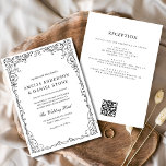 Convite Código QR Casamento Mínimo Preto e Branco Moderno<br><div class="desc">Apresente seu casamento com um convite minimalista elegante, moderno, preto e branco, com um conveniente código QR. O design puro e monocromático expele sofisticação e elegância, perfeito para casais que buscam uma estética contemporânea e refinada. O código QR adiciona um toque funcional, permitindo que os convidados acessem facilmente detalhes como...</div>
